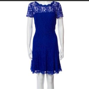 Diane von Furstenberg Blue Barbara Scalloped Floral Lace Sheath Cktl Dress 12